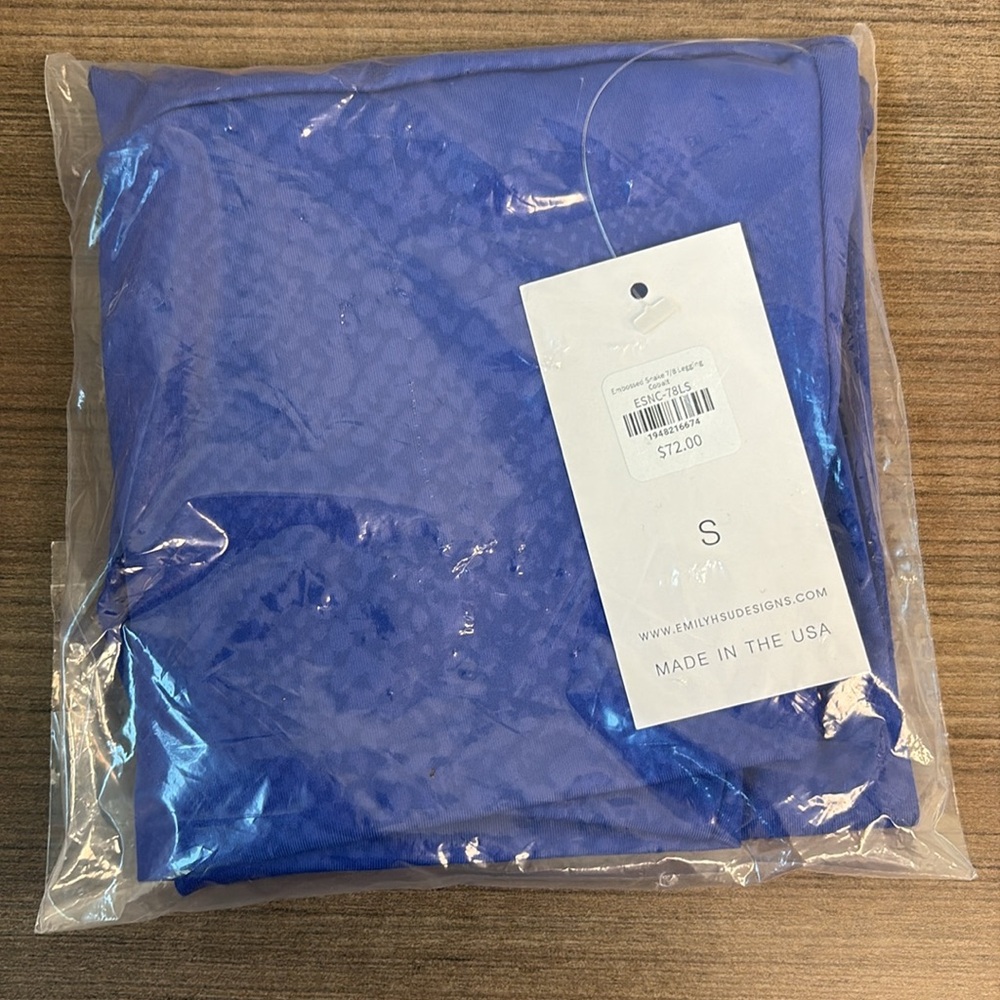 Emily Hsu Designs Embossed Snake 7/8 Legging Cobalt BNWT Size S